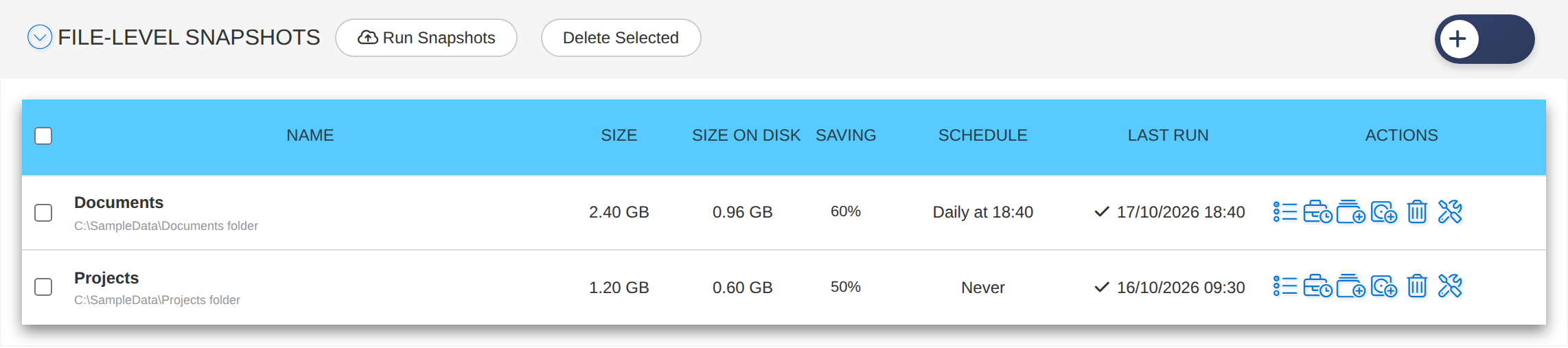 File-level snapshots