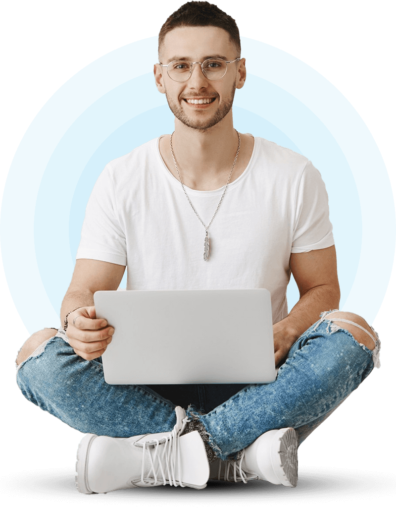 Person working on a laptop